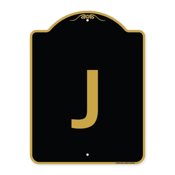 Signmission Designer Series Sign-Sign W/ Letter J, Black & Gold Aluminum Sign, 18" x 24", BG-1824-22946 A-DES-BG-1824-22946 - main